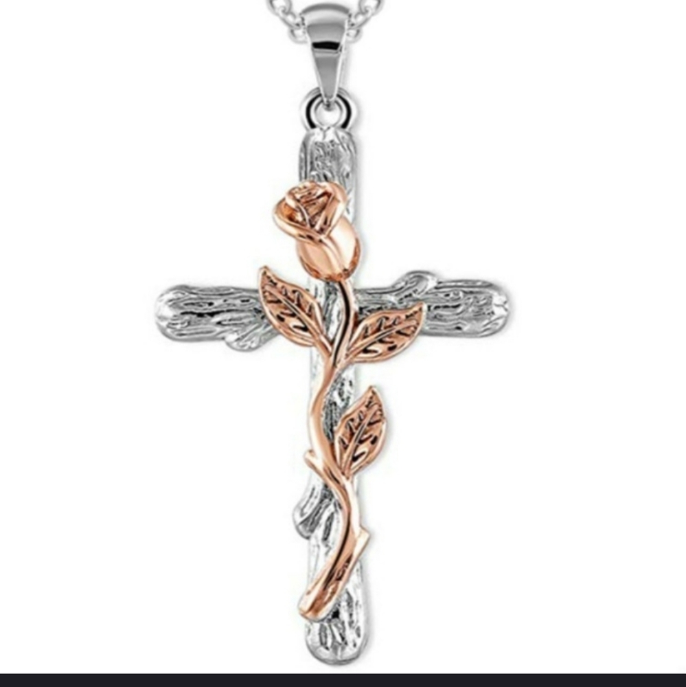 Silver Cross w/Gold Necklace